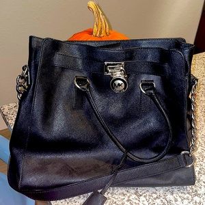 Michael Kors Hamilton Tote (Black w/ Silver Hardware)